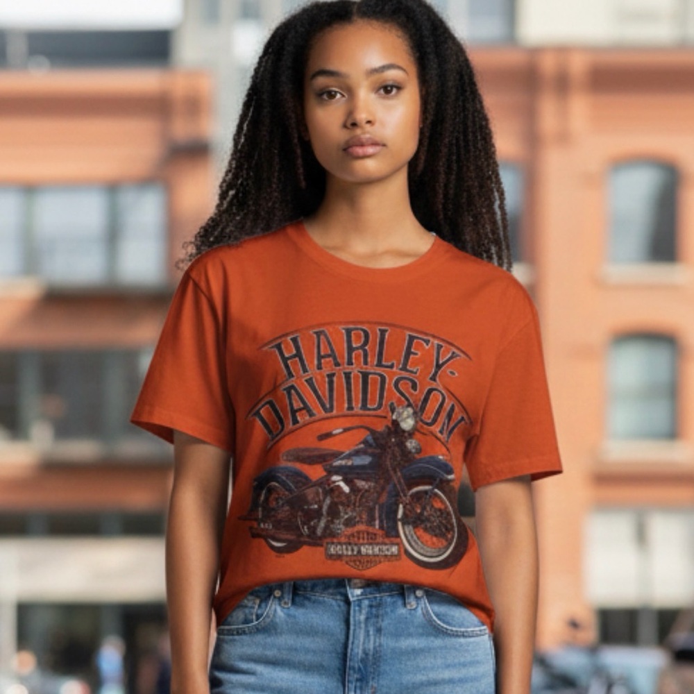 Harley-Davidson Burnt Orange Short Sleeve T-Shirt  Four Rivers Womens Size S